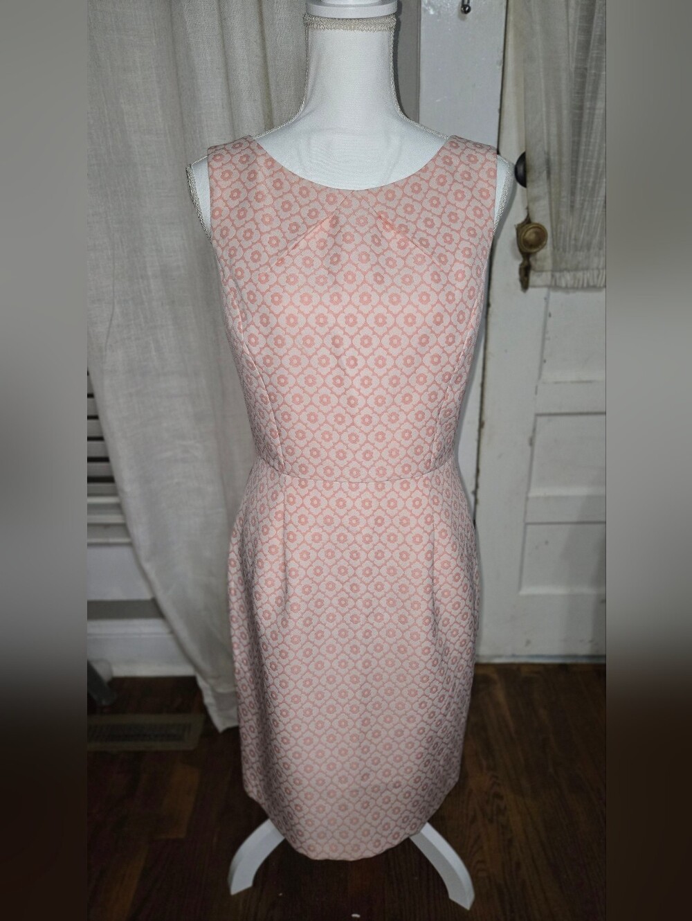 Tahari Soft Pink Patterned Sleeveless Midi Dress